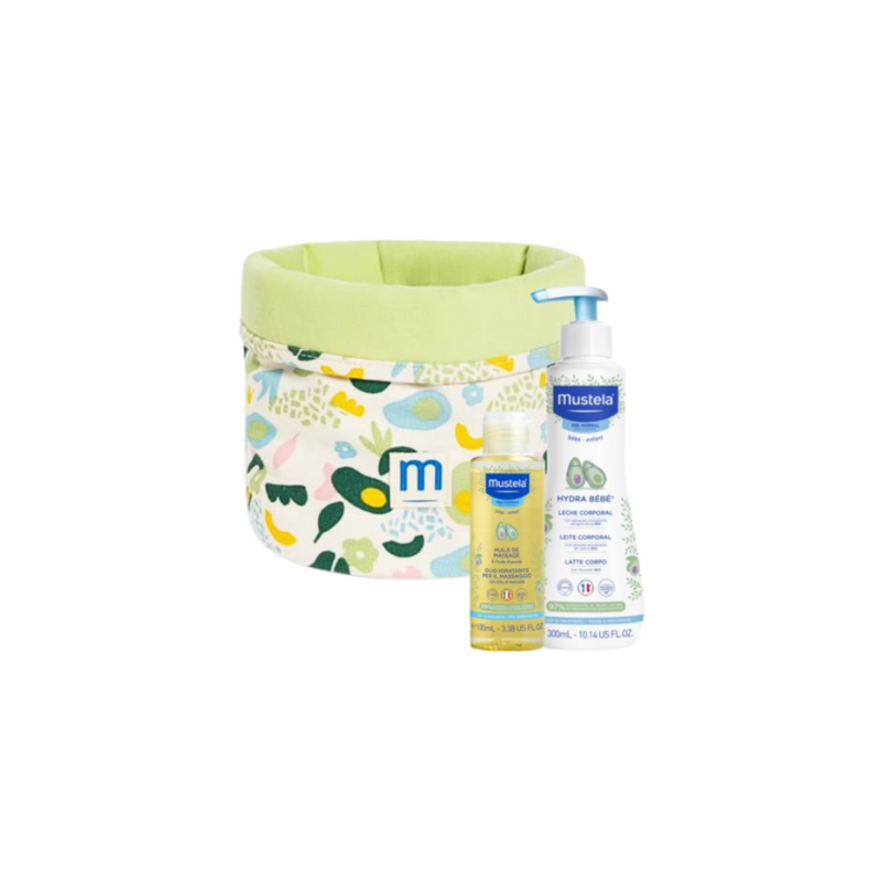 Mustela Kit Hidra Corpo 300mL+óleo massagem 100mL of cesto