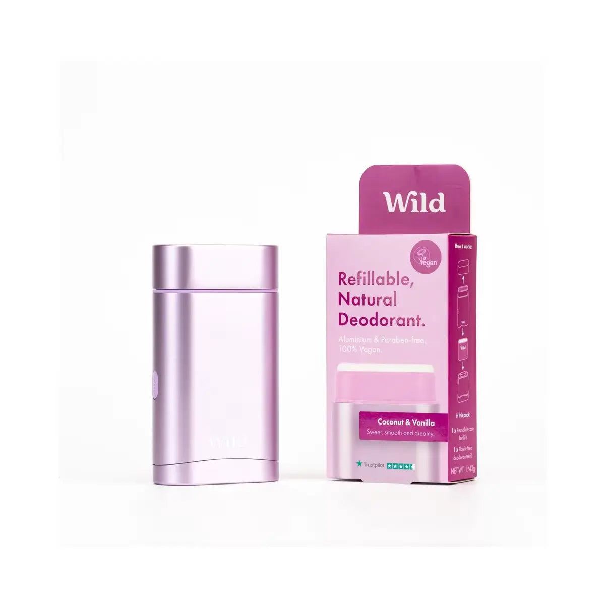 Wild Desodoriante Caixa e Recarga Coco e Baunilha 40 gr