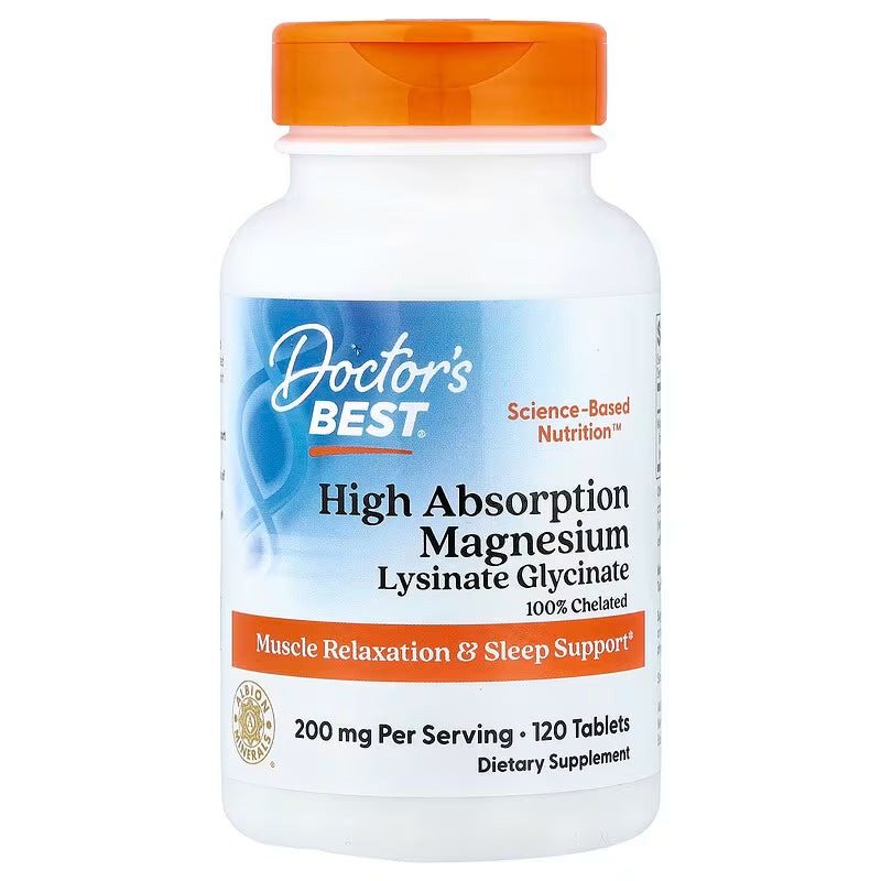 Doctors Best High Absorption Glicinato de Magnésio 200mg 120 Comprimidos