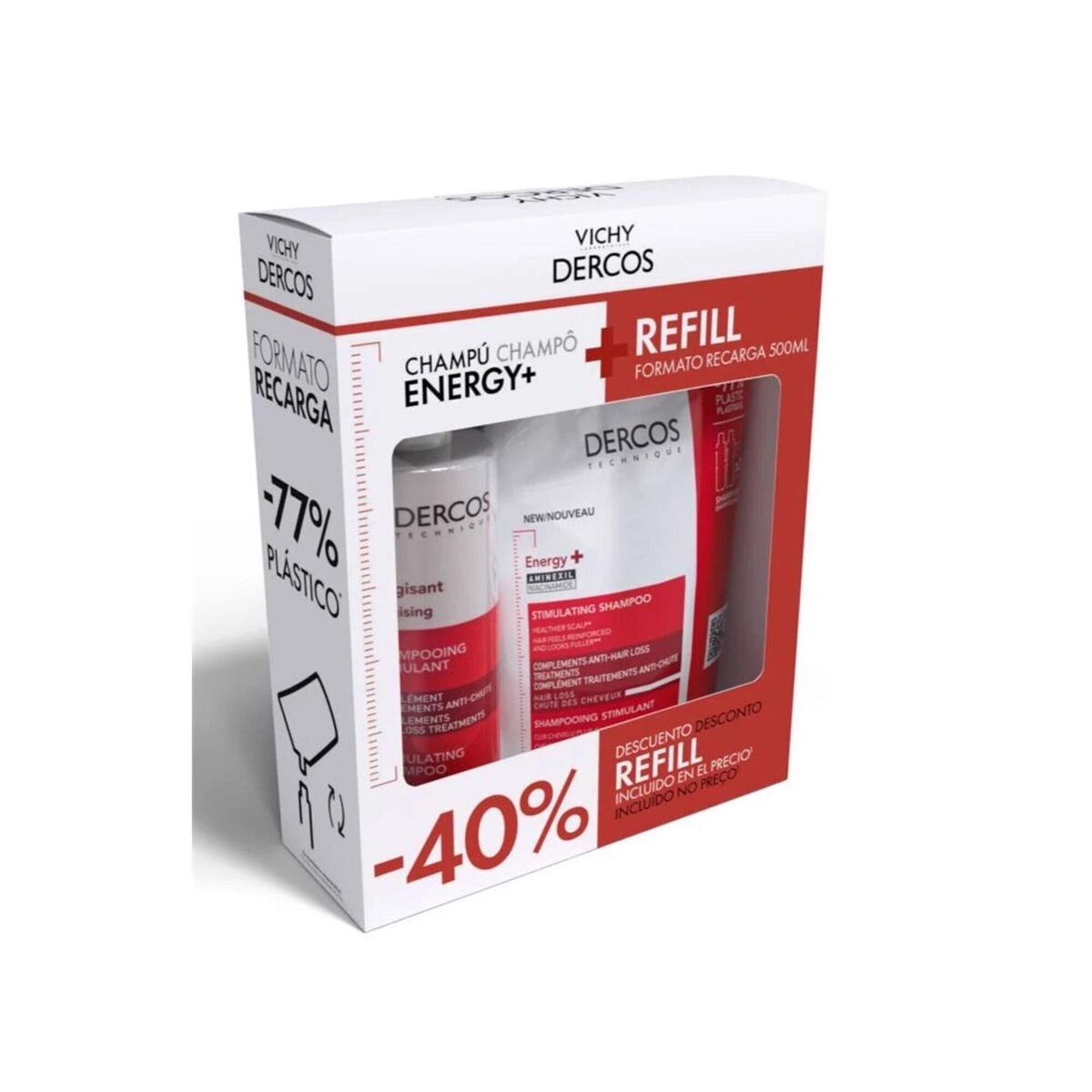 Dercos Champô Estimulante Aminexil 390ml + Refill 500 ml -40%