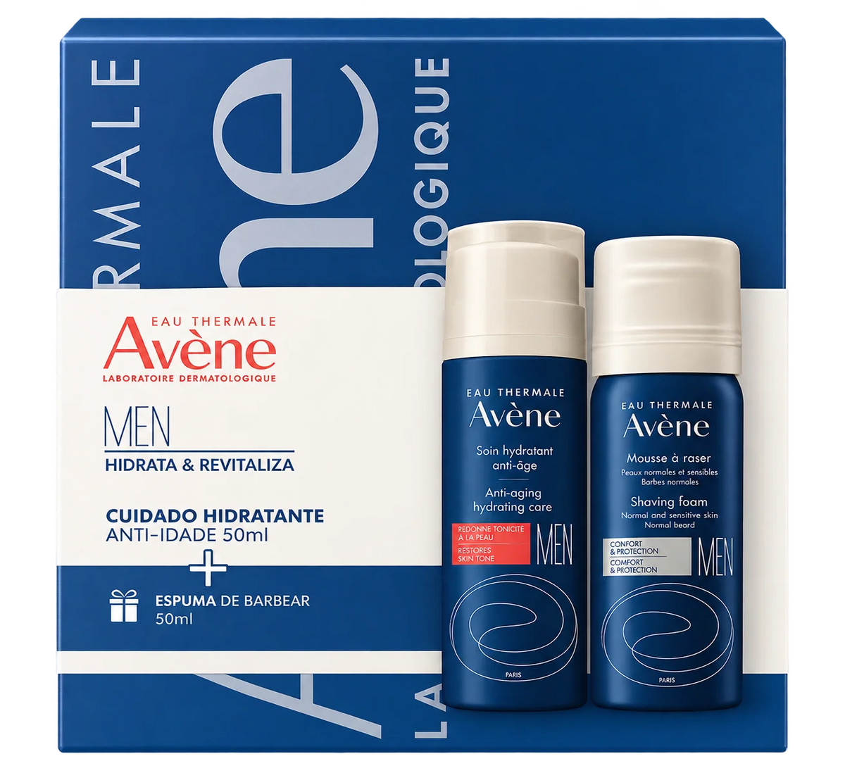 Avène Coffret Men Cuidado Hidratante Anti-Idade 50ml + Espuma de Barbear 50ml