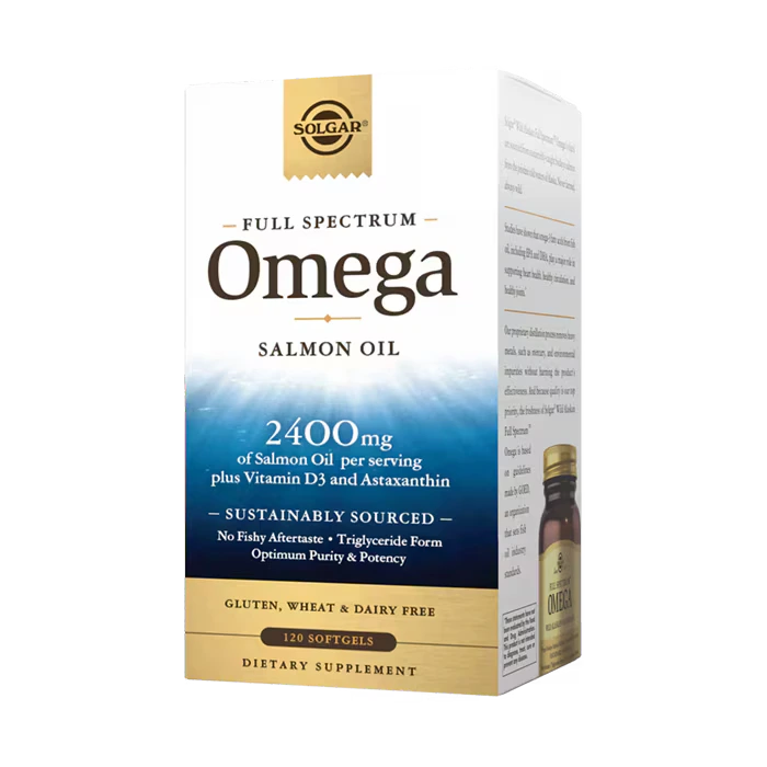 Solgar Full Spectrum Omega Óleo de Salmão Selvagem do Alasca 120 Cápsulas