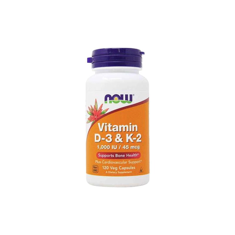 NOW VITAMINA D-3 1000 IU + VIT K2 45mcg 120 Capsulas