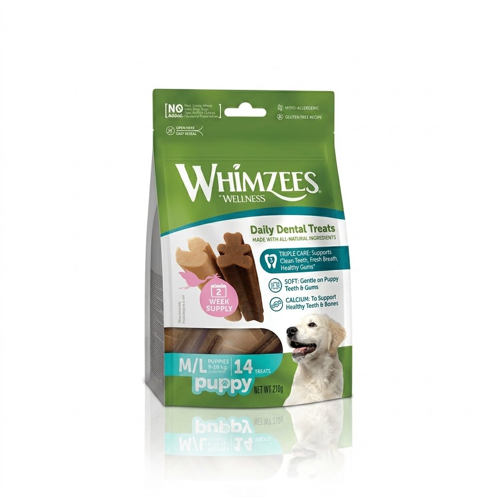 Whimzees Puppy Snacks Dentais M/L 14 Unidades