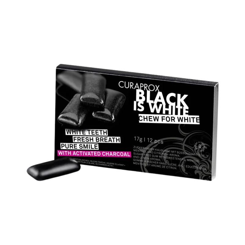 Curaprox Black is White Pastilha Elástica 12 pastilhas