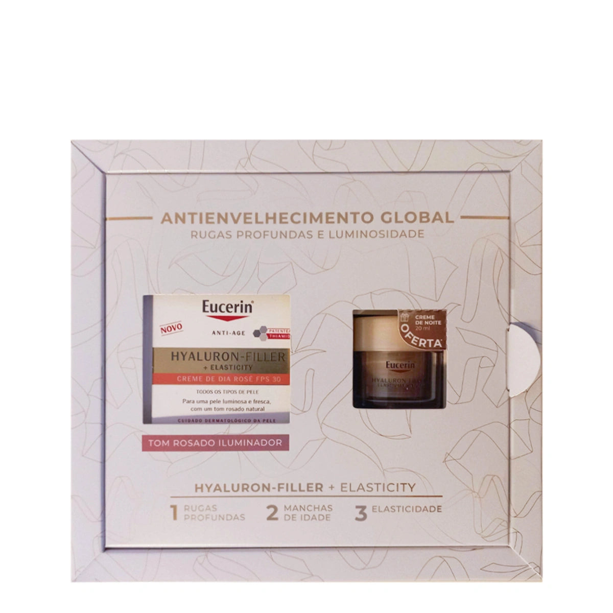 Eucerin Hialuron Filler Elasticity Creme Dia Rose + Noite 20ml Coffret