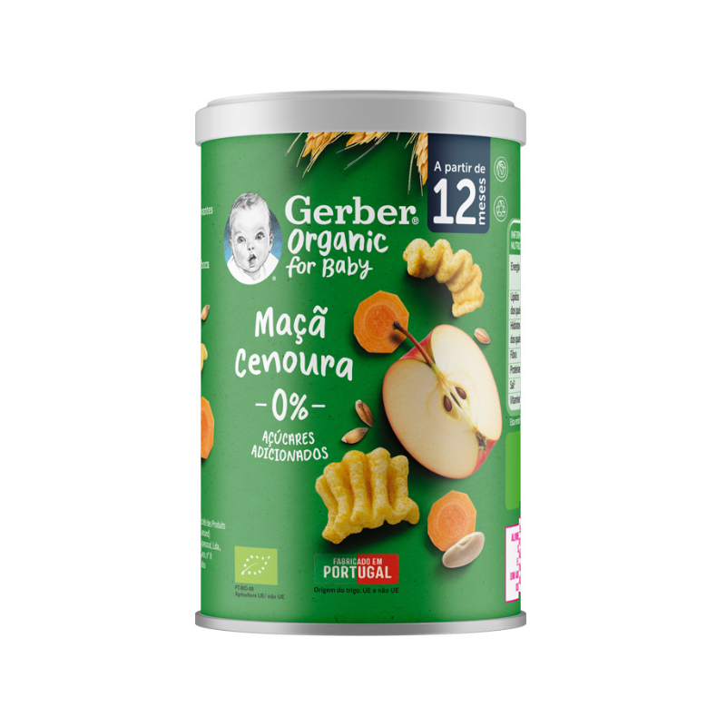 Gerber Organic Snack Maçã Cenoura 35g +12M