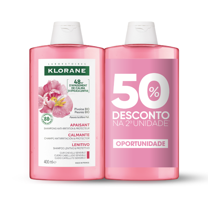 Klorane Peónia Champô Couro Cabeludo Irritado 2x400ml