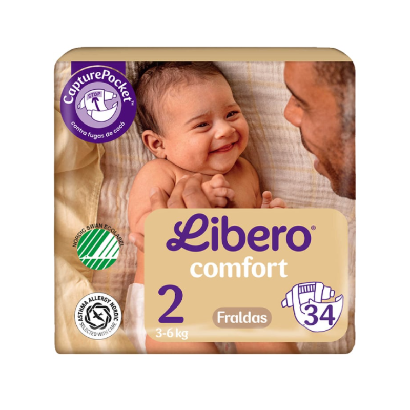 Libero Baby Soft Fraldas T2 3-6kg 34 unidades — Bebé - Mamã, Hidratação e Higiene, Muda da Fralda