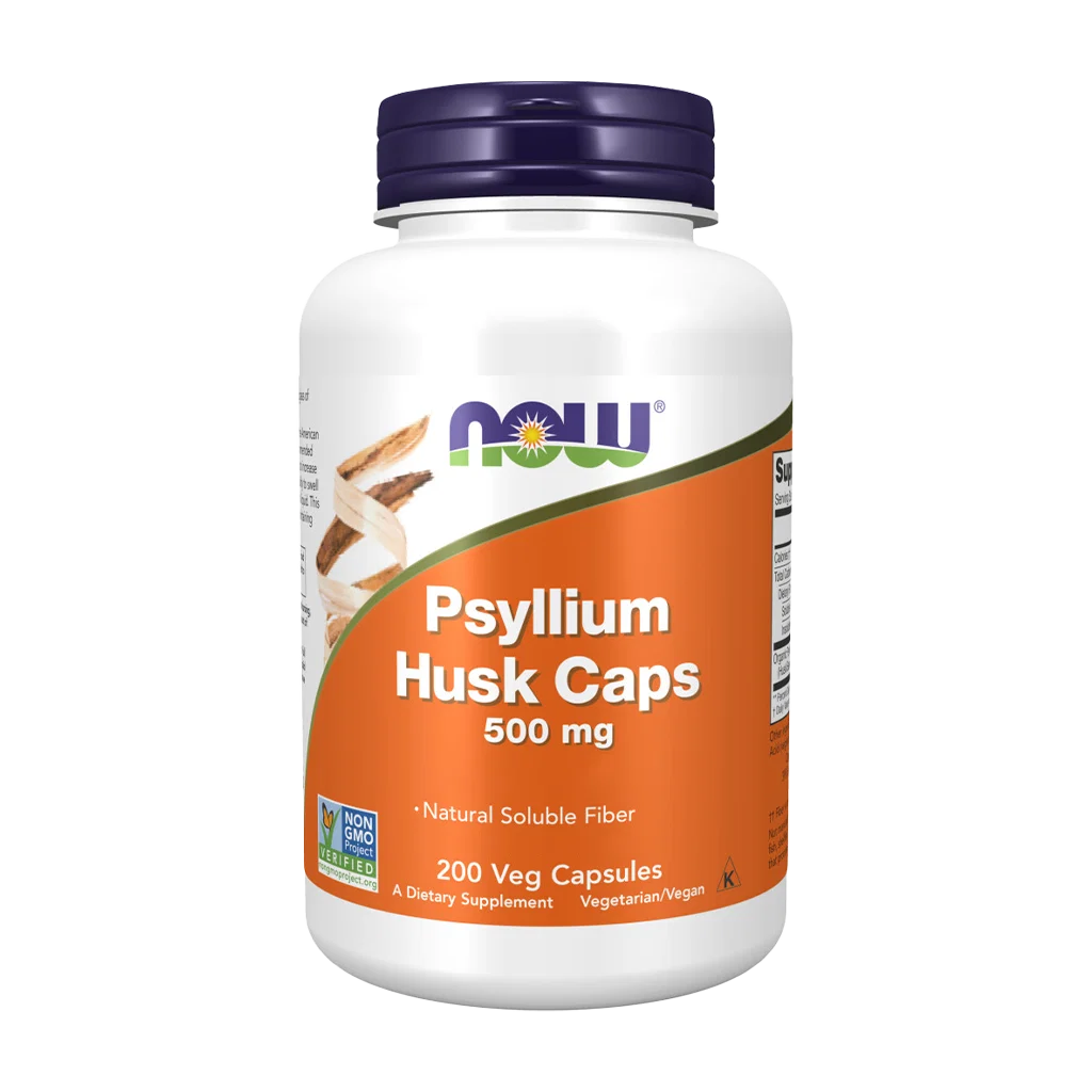 NOW Psyllium 500mg 200 Cápsulas Vegetais