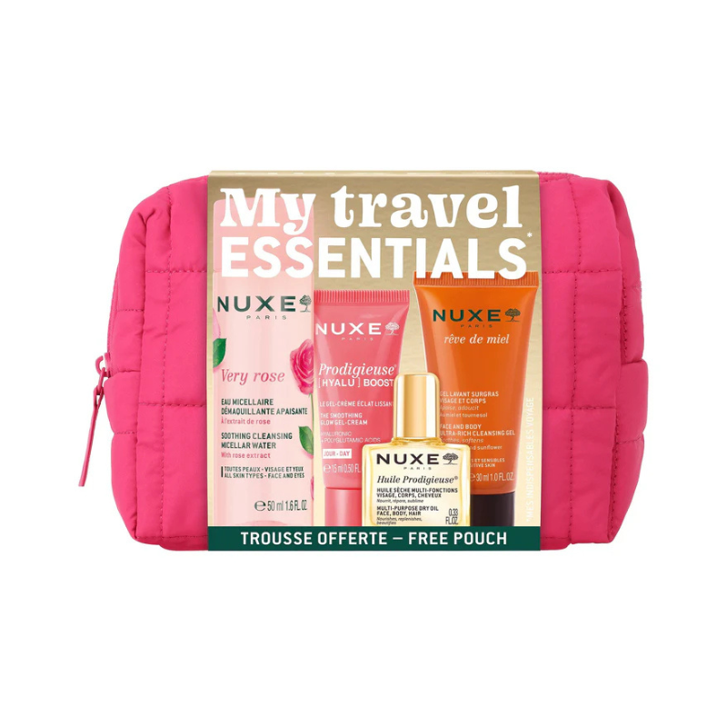Nuxe Kit Essenciais Viagem 2026 | Água micelar, gel creme, óleo seco e gel de limpeza