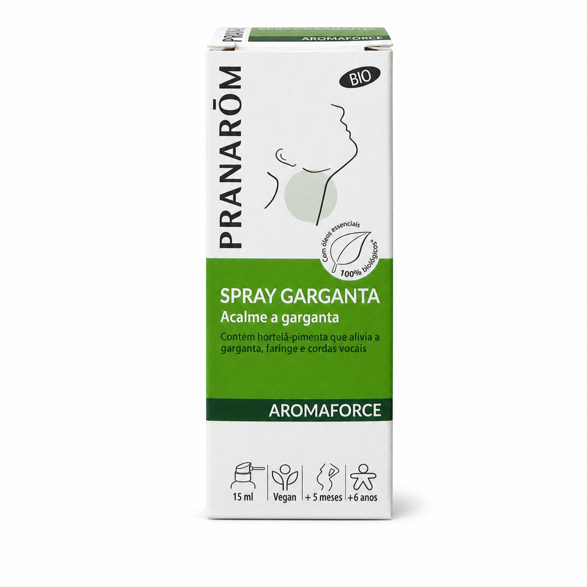 Pranarôm Aromaforce Spray Garganta Bio 15ml — Bem-estar das Vias Respiratórias, Dor de Garganta e Rouquidão, Saúde