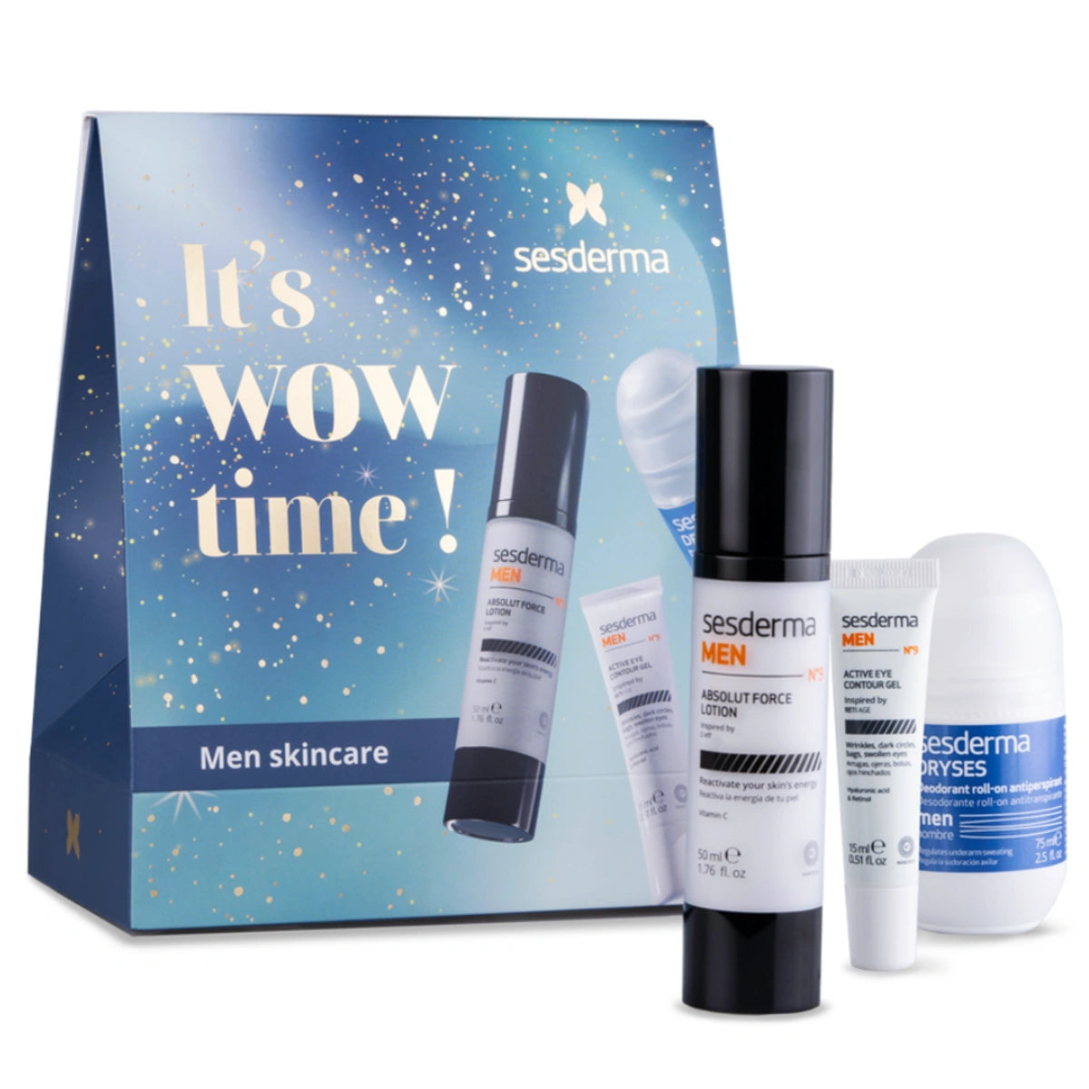 Sesderma Men Coffret Creme Rosto + Creme Olhos + Desodorizante Roll-on Dryses