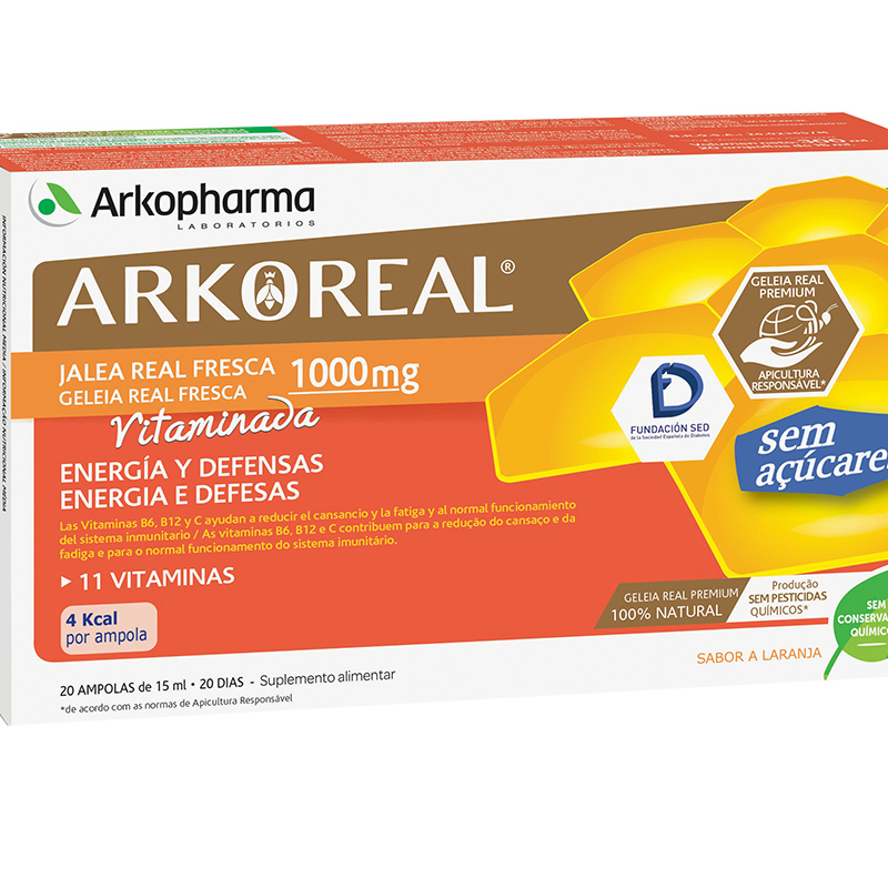 Arkoreal Geleia Real Vitaminas Laranja Sem Açúcar 20Amp